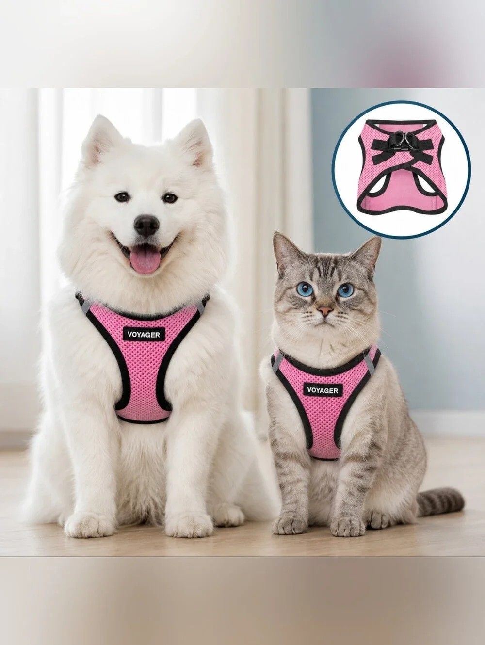 🍎 Nwt Voyager Pink Soft Air Mesh Step-In Pet Harness Cat Dog Size Large